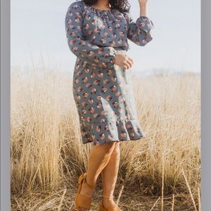 Dusty blue and pink floral dress